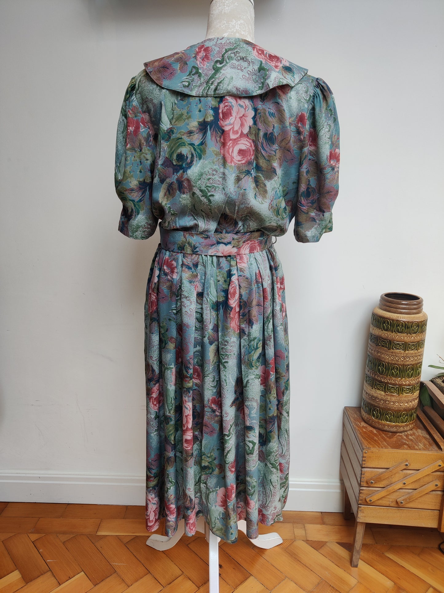 Laura Ashley style 80s dress with sailor collar