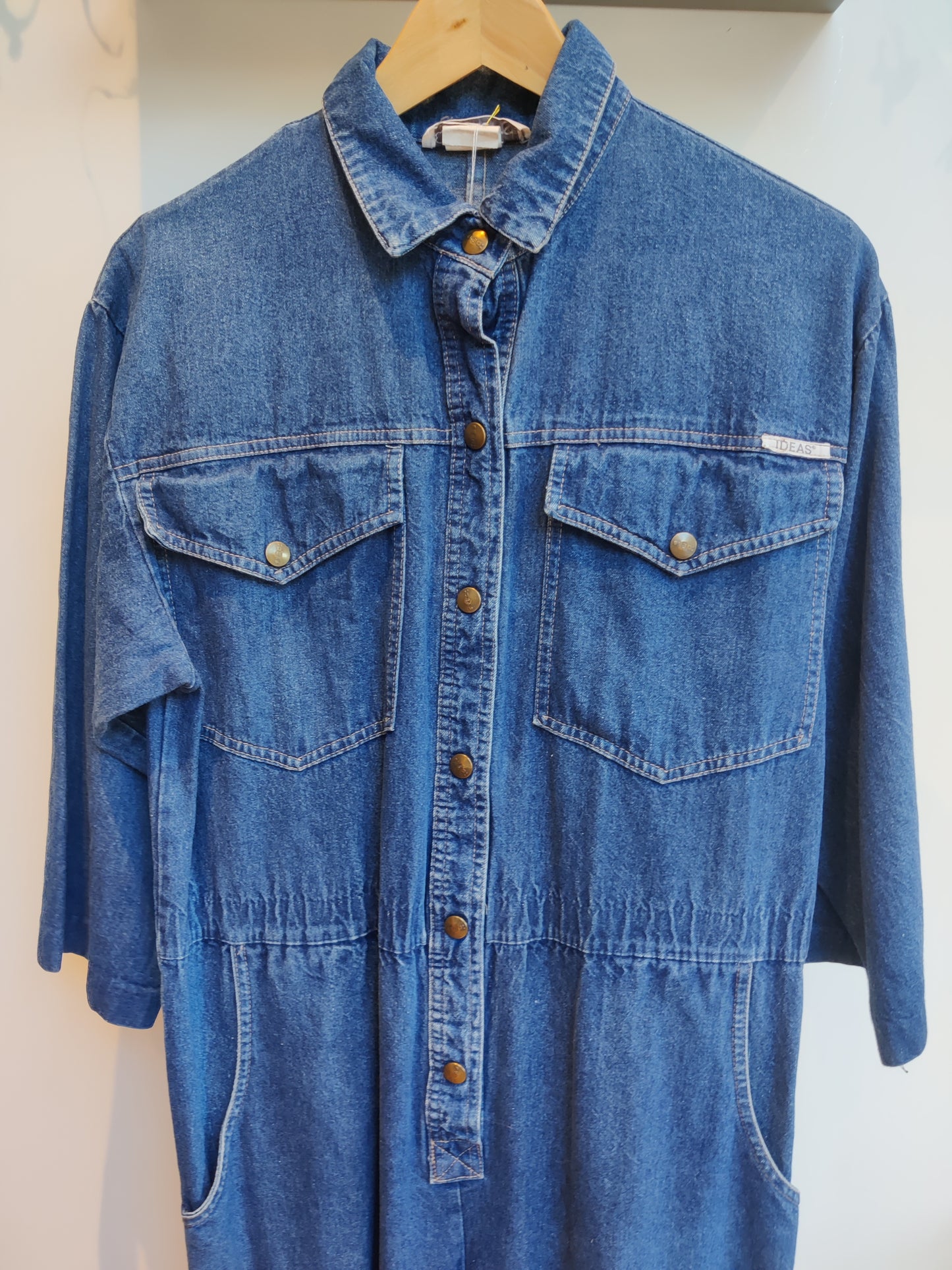 Blue denim 80s jumpsuit