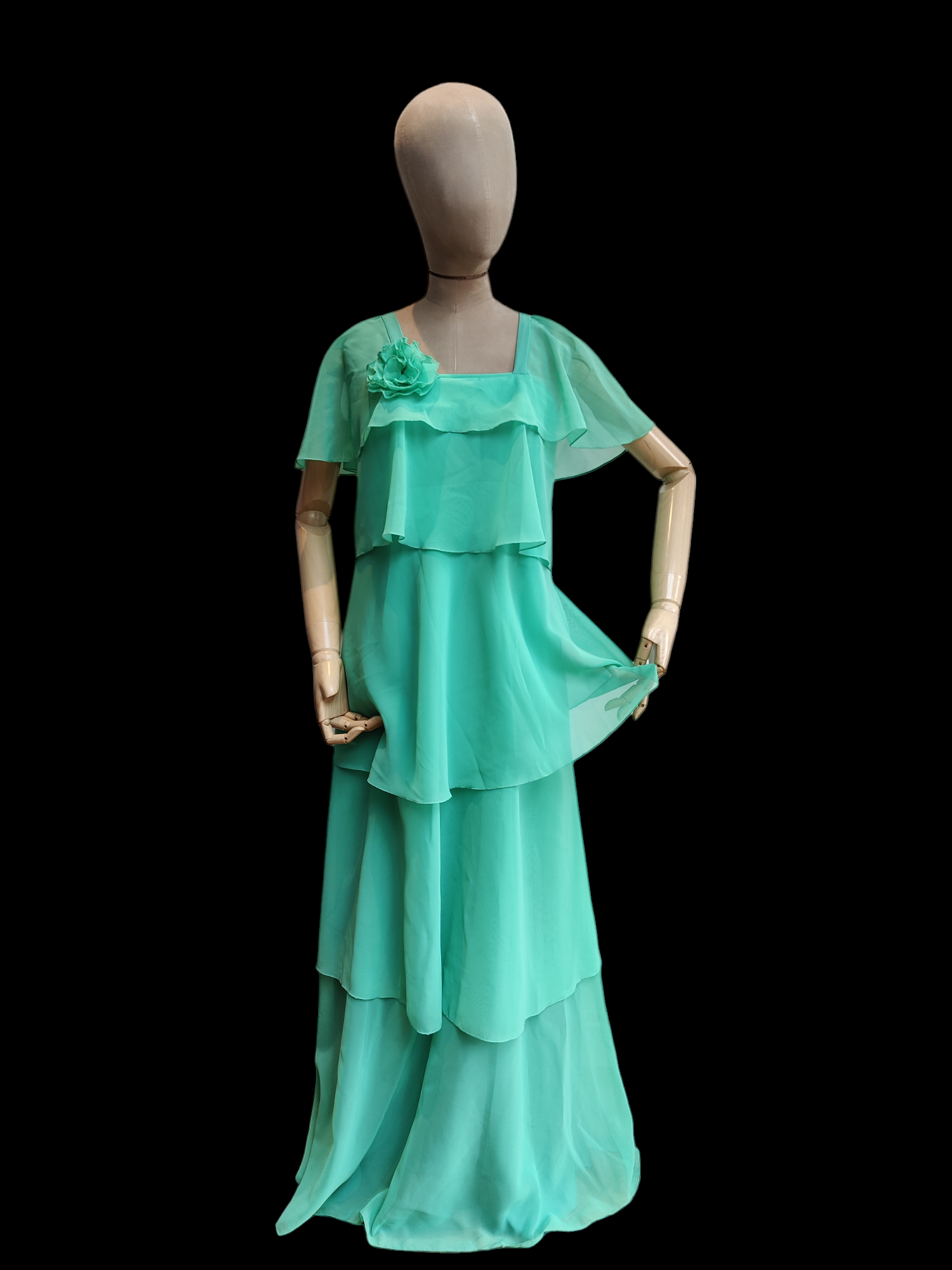 Mint green 70s floaty cape maxi dress. Size 8-10. Olive & Quince Vintage Mint green 70s floaty cape maxi dress. Size 8-10. Olive & Quince Vintage