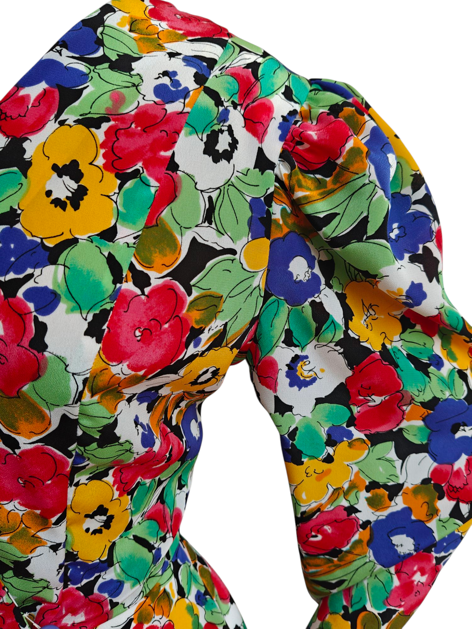 Rainbow floral puff sleeves