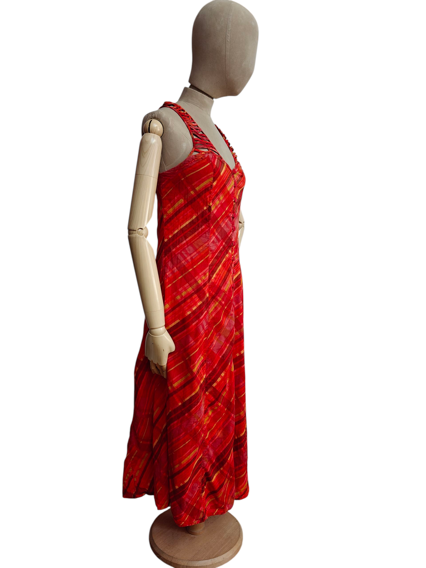 Summer stripe vintage dress with crochet back