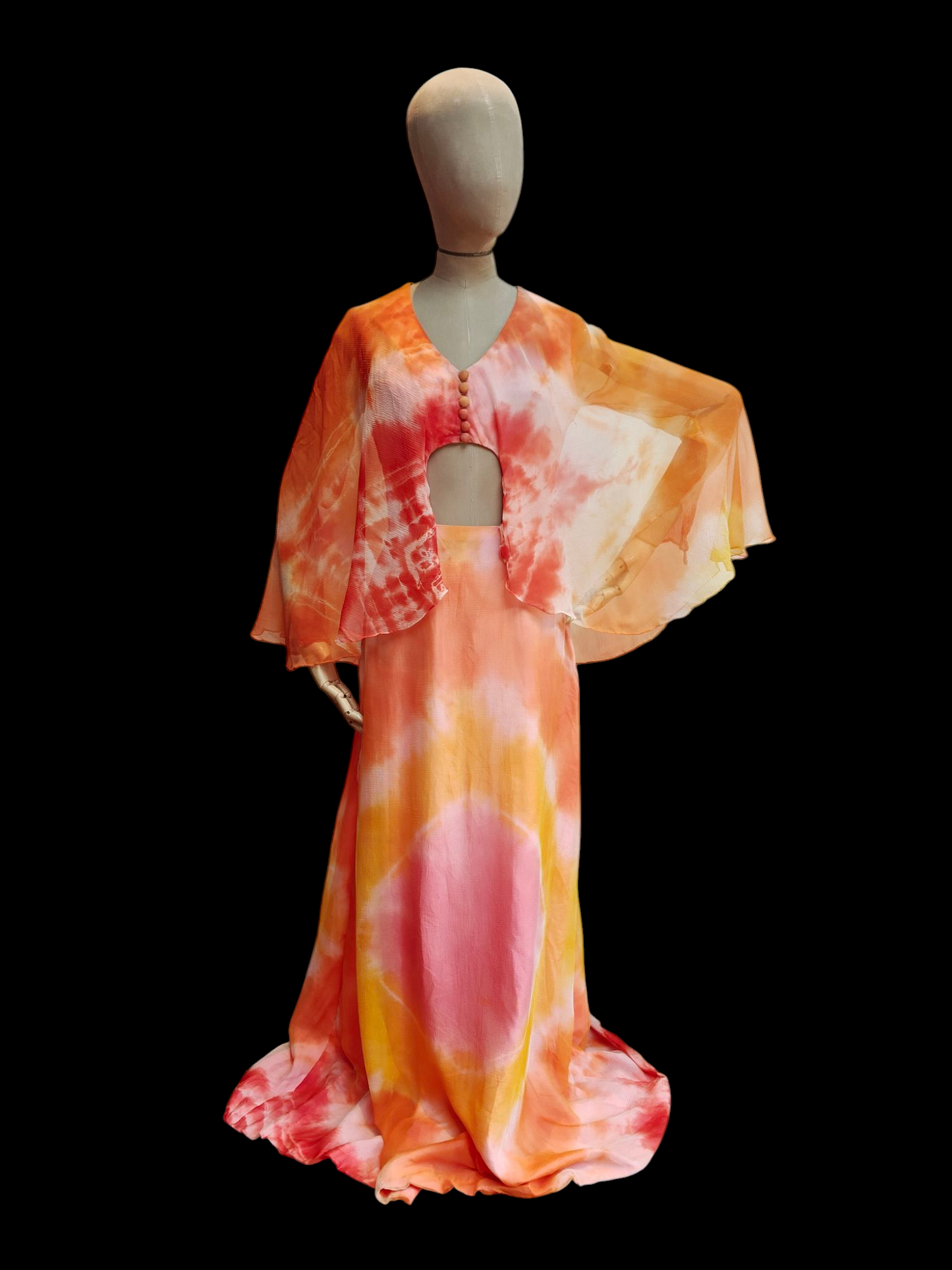 Unique colourful seventies maxi dress to stand out in