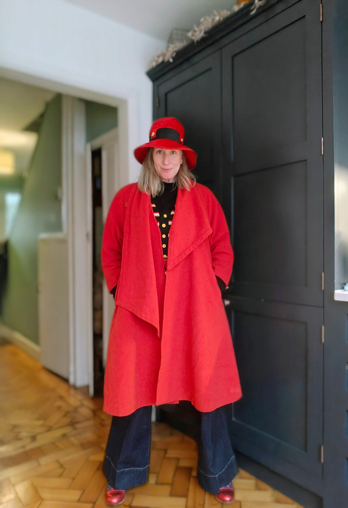 red vintage hat worn