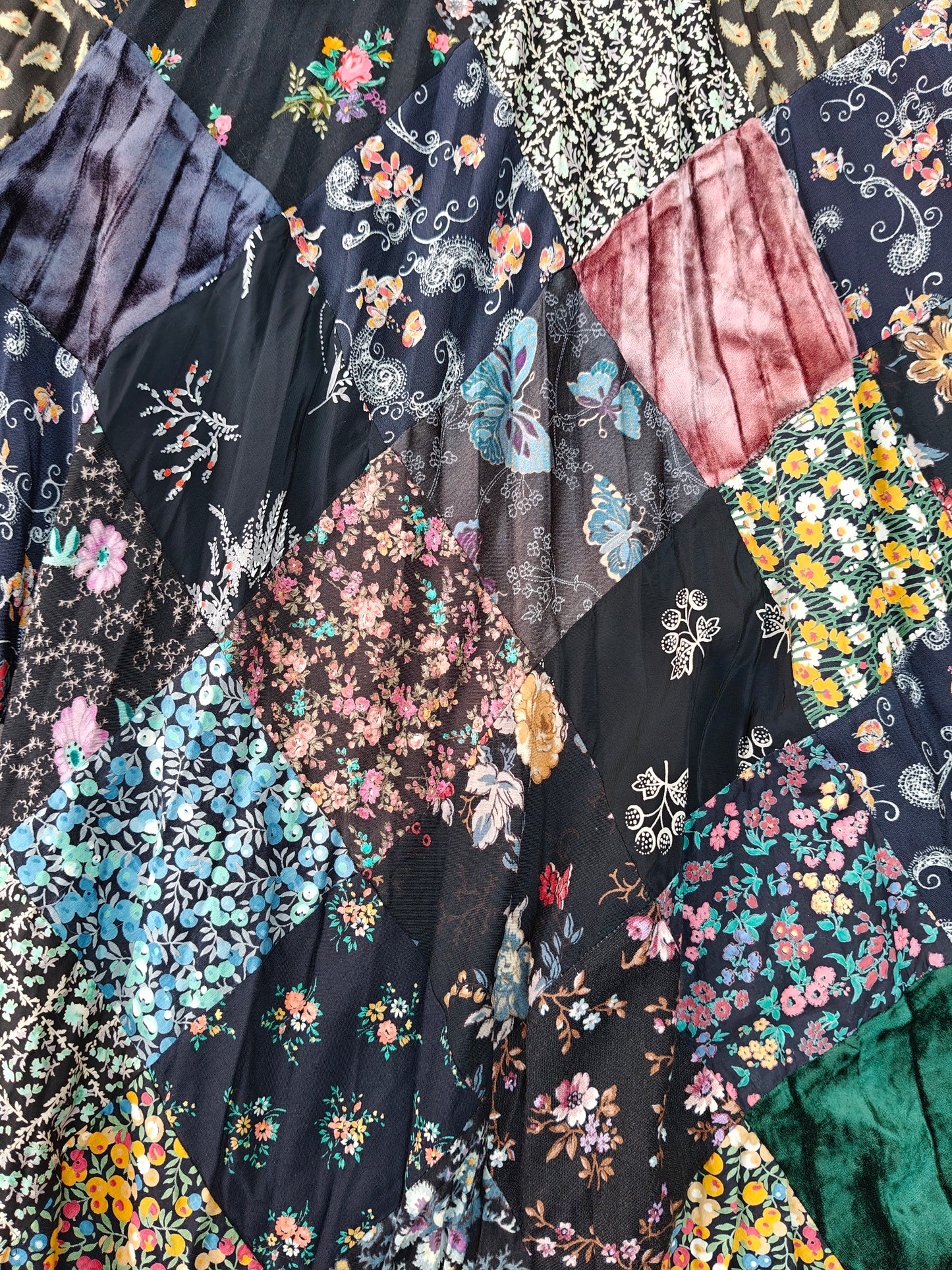 Velvet and cotton patchwork