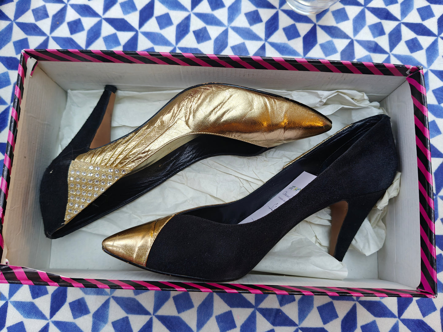 vintage 80's high heels in original box