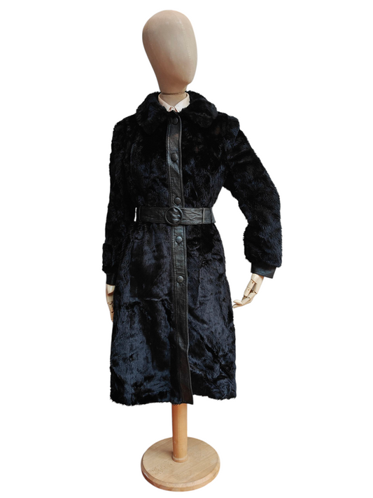 1970's faux fur coat with belt