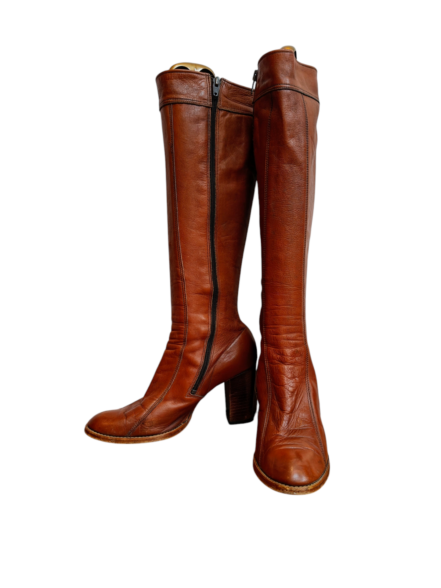 1970's tan heeled boots