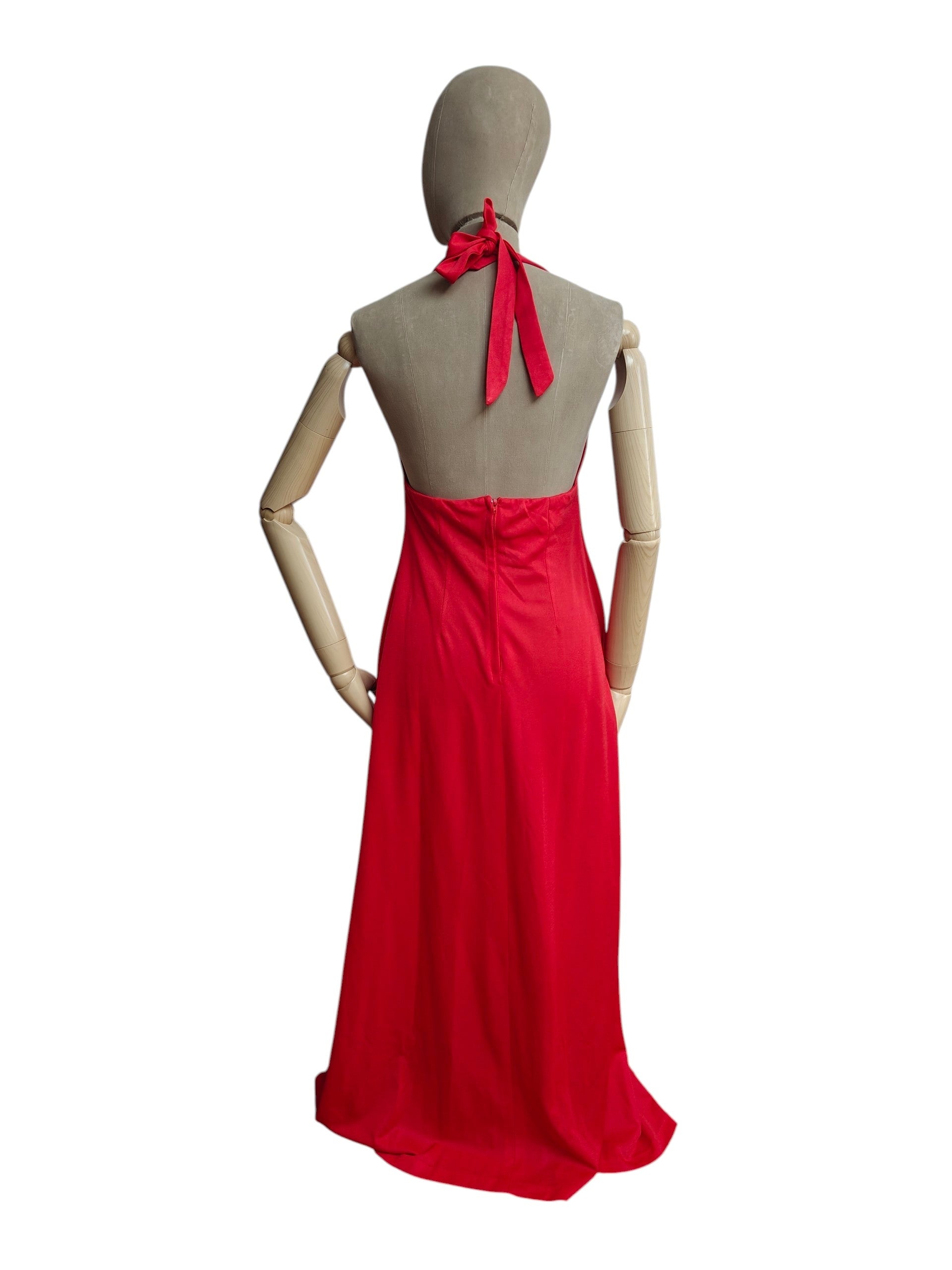 1970s halterneck red dress