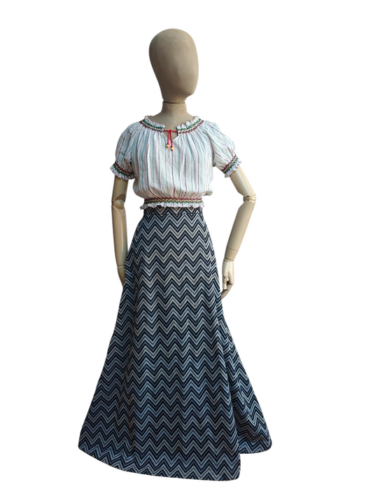 1970s silver and black maxi skirt