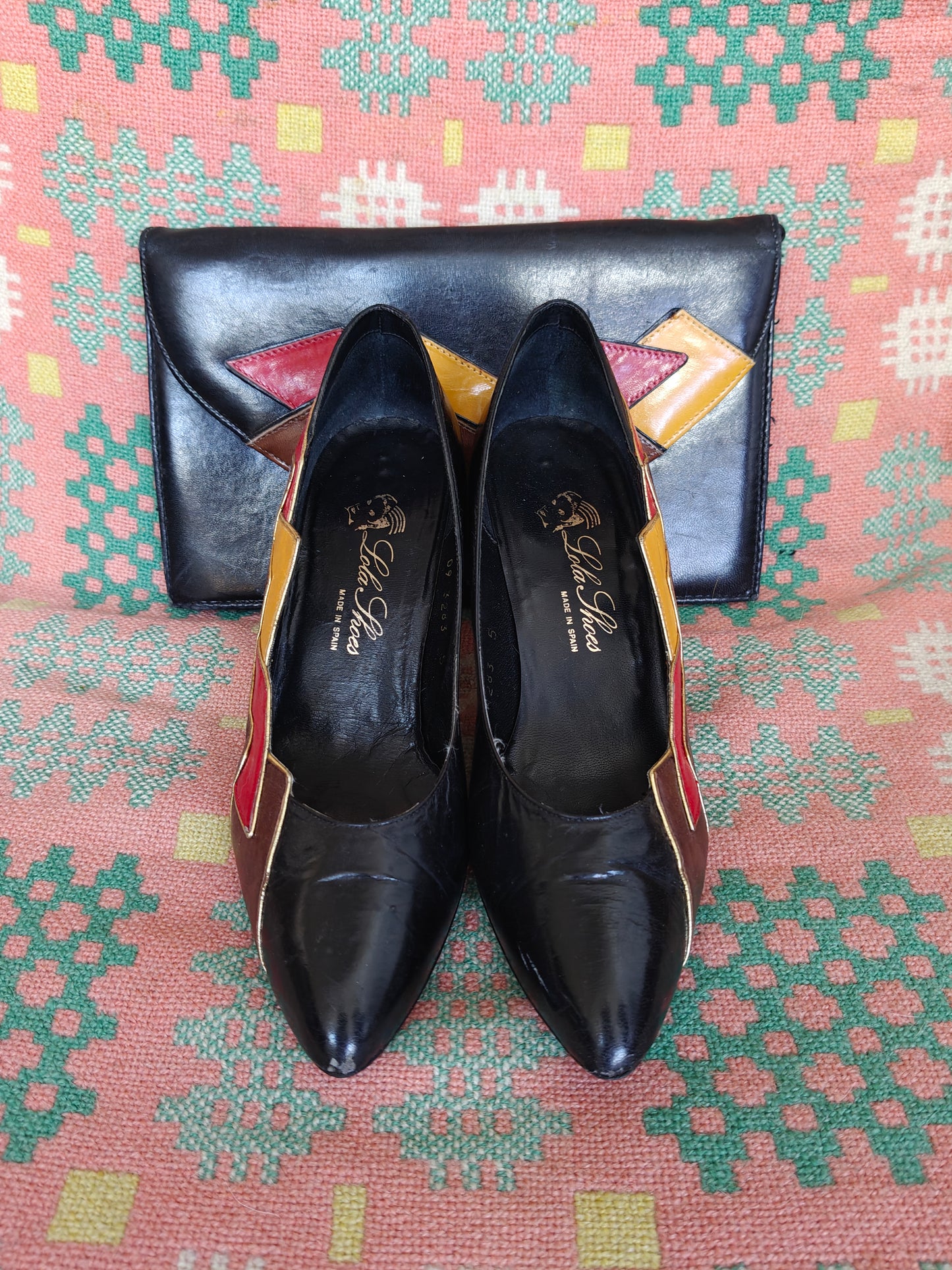 1980's heeled shoes and matching bag