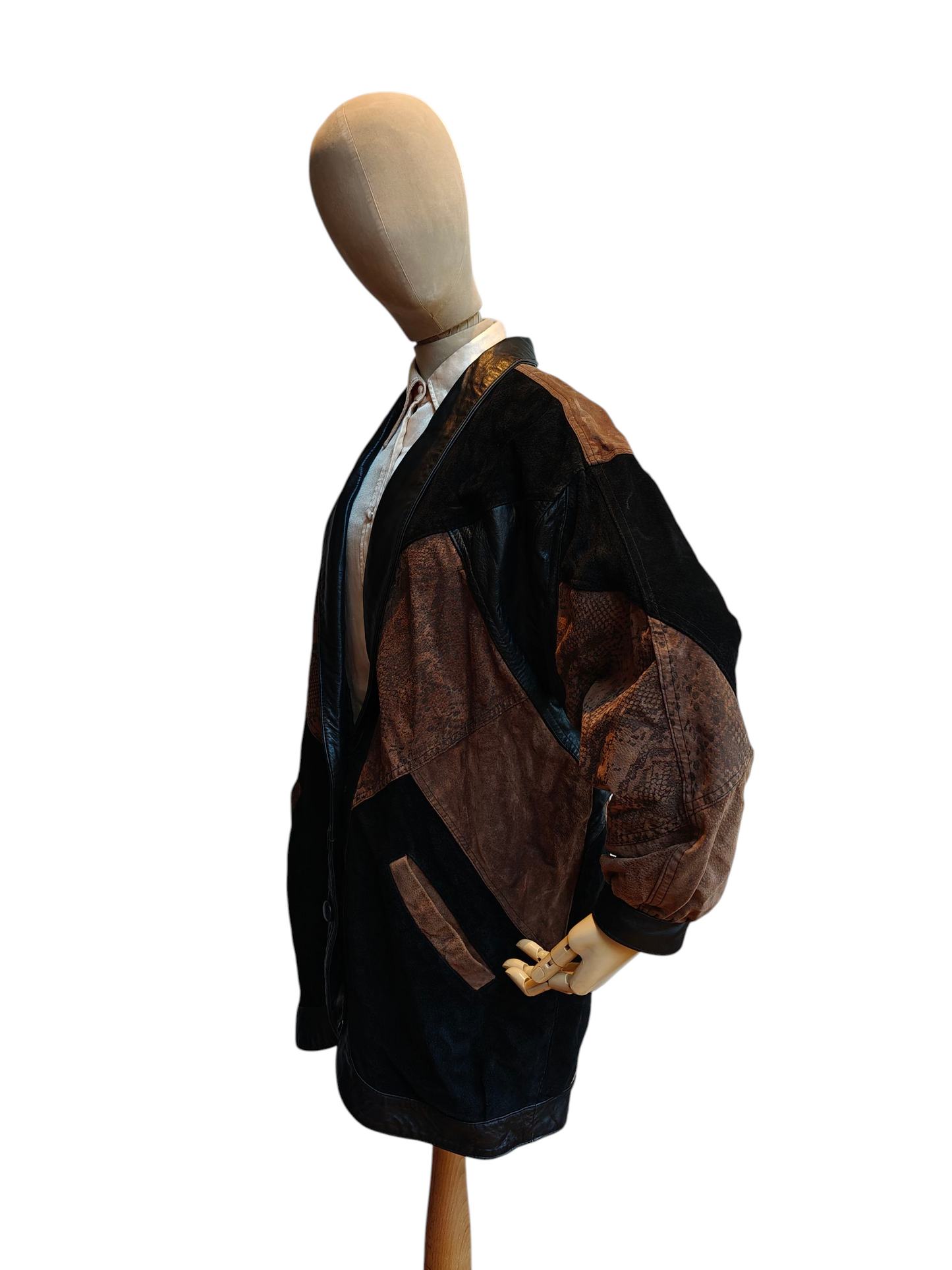1980's snake print leather and suede jacket