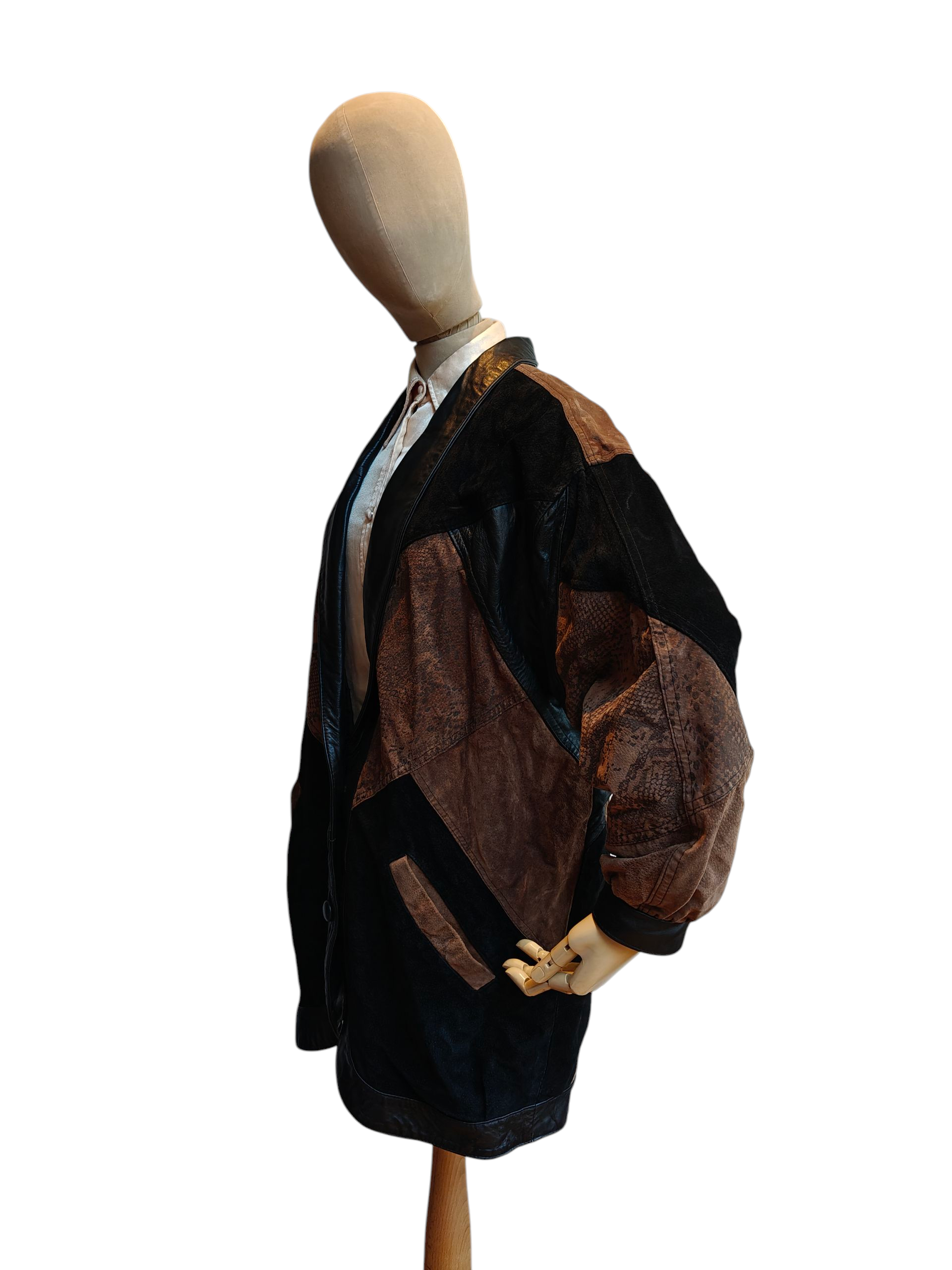 1980's snake print leather and suede jacket