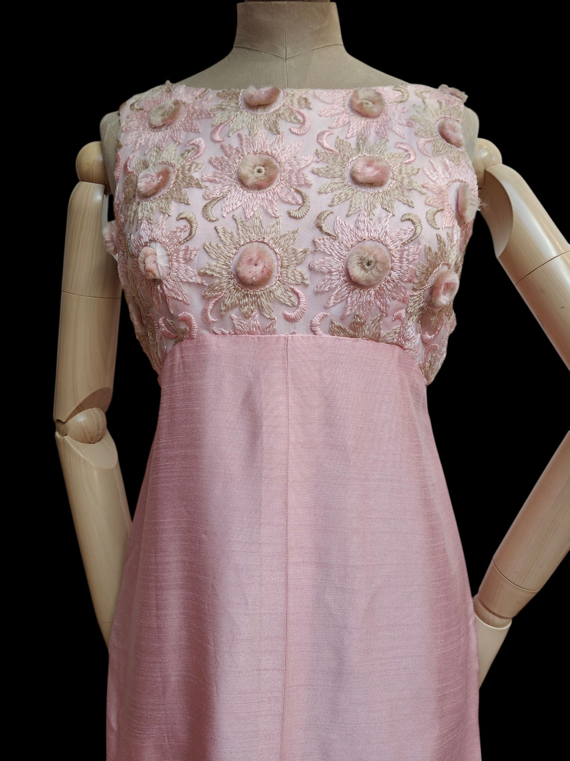 50's glamourous floor length gown in baby pink