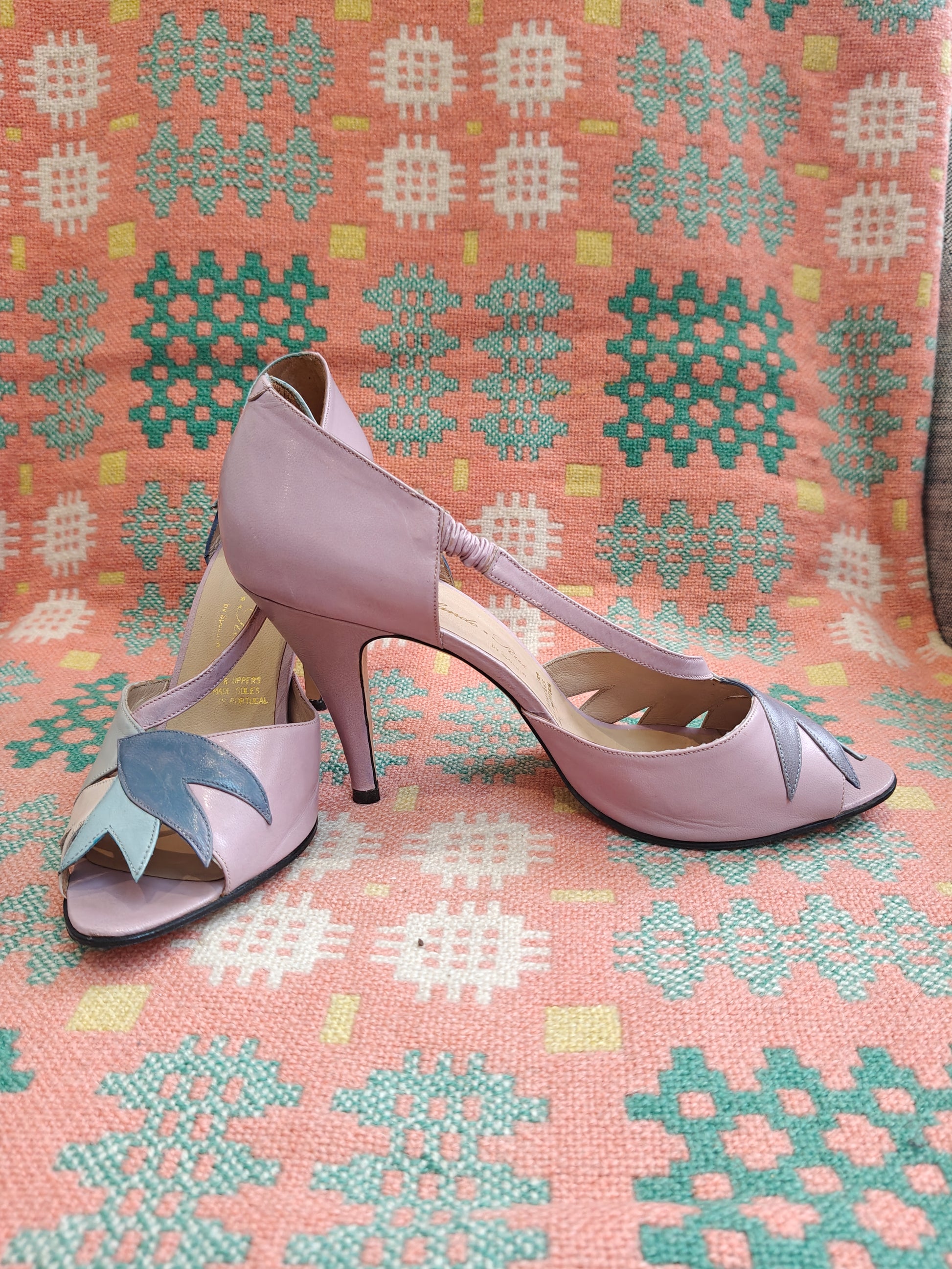 70's pink and pastel blue shoes