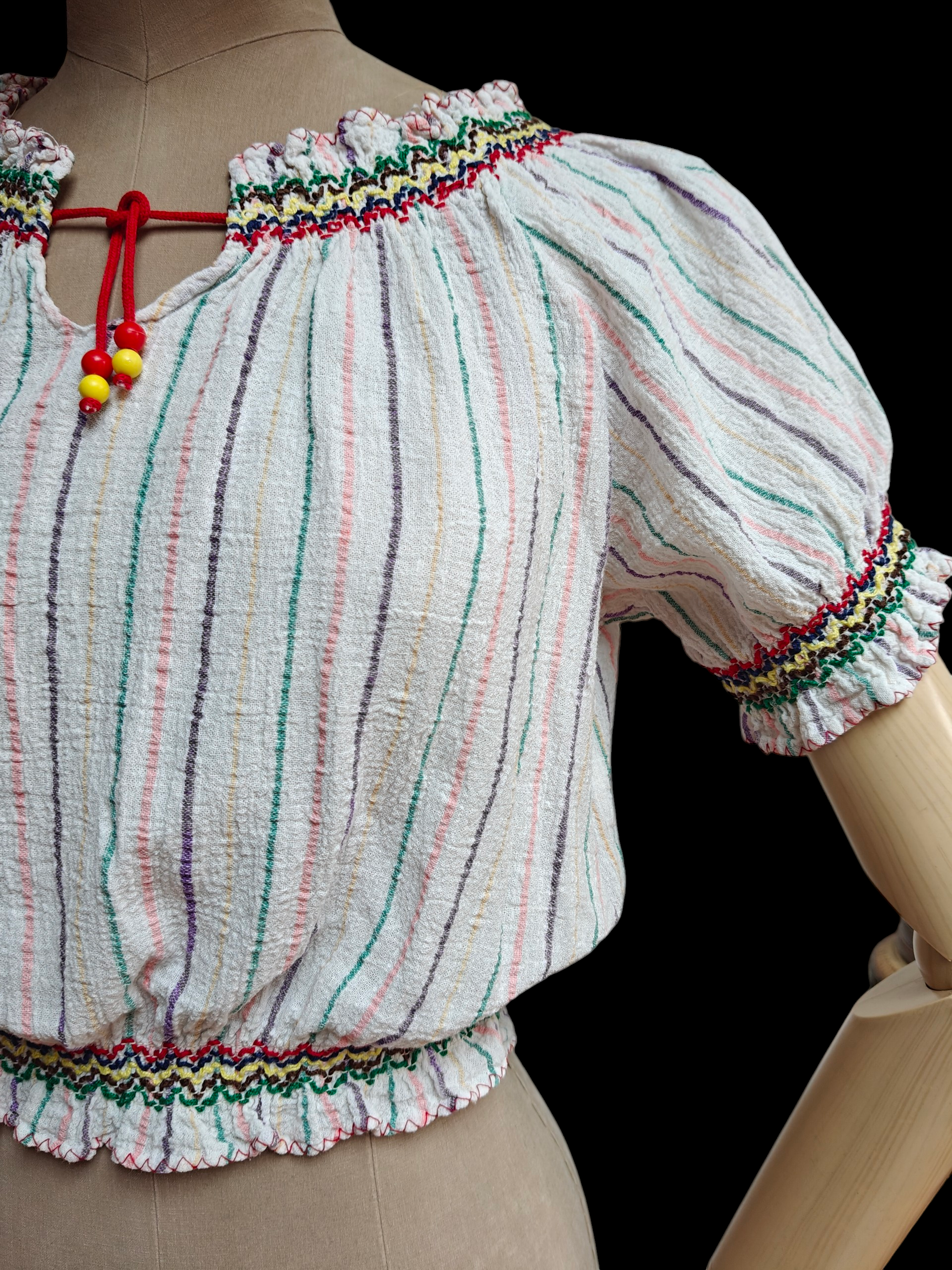 70's white summer cropped top