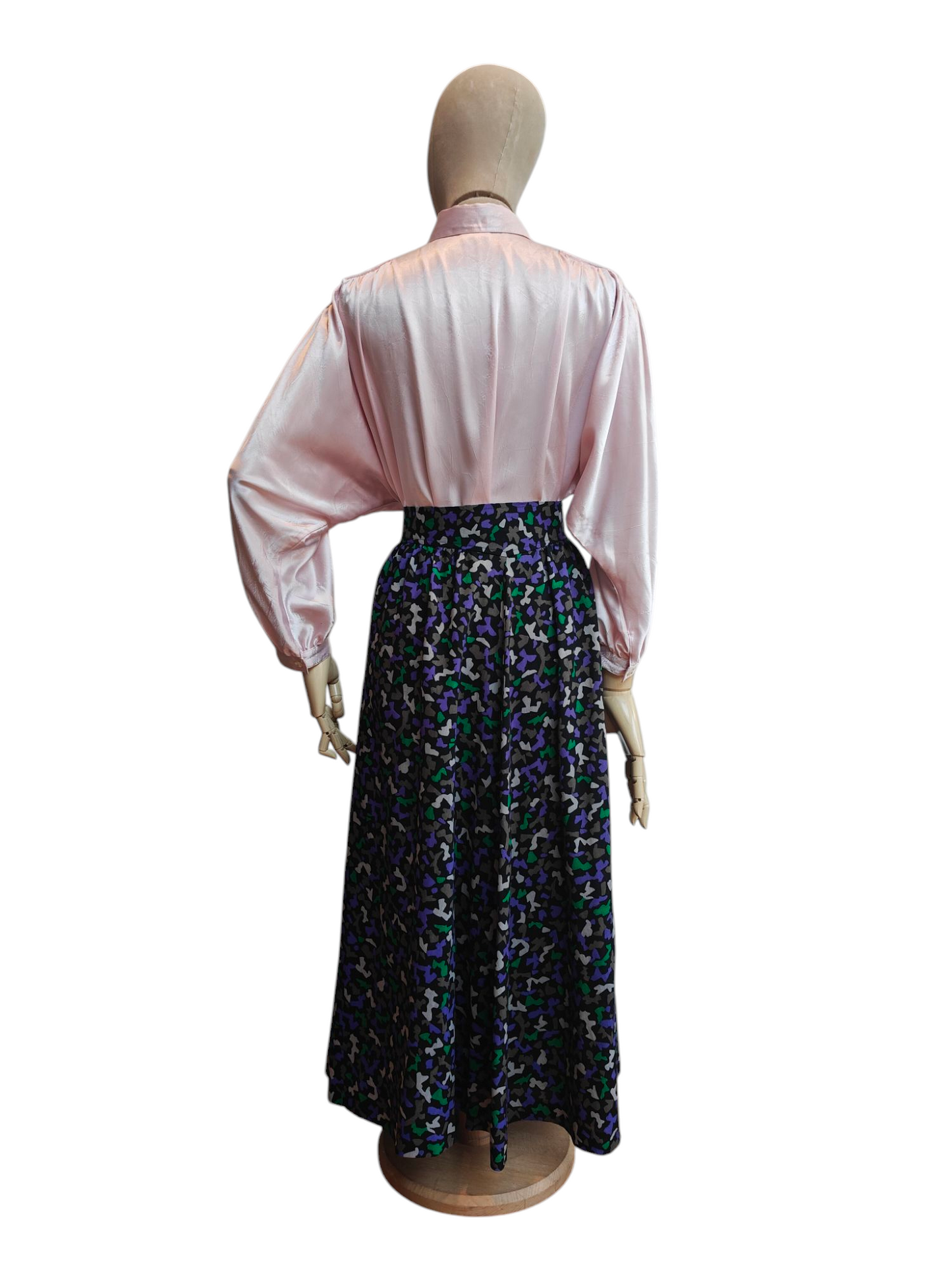 80's Jaeger skirt in black and blue print