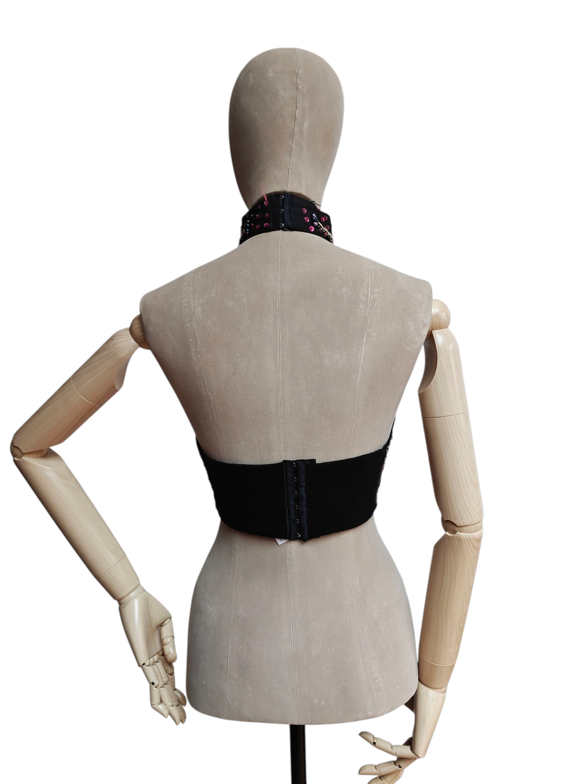 80's colourful beaded top with stretch back