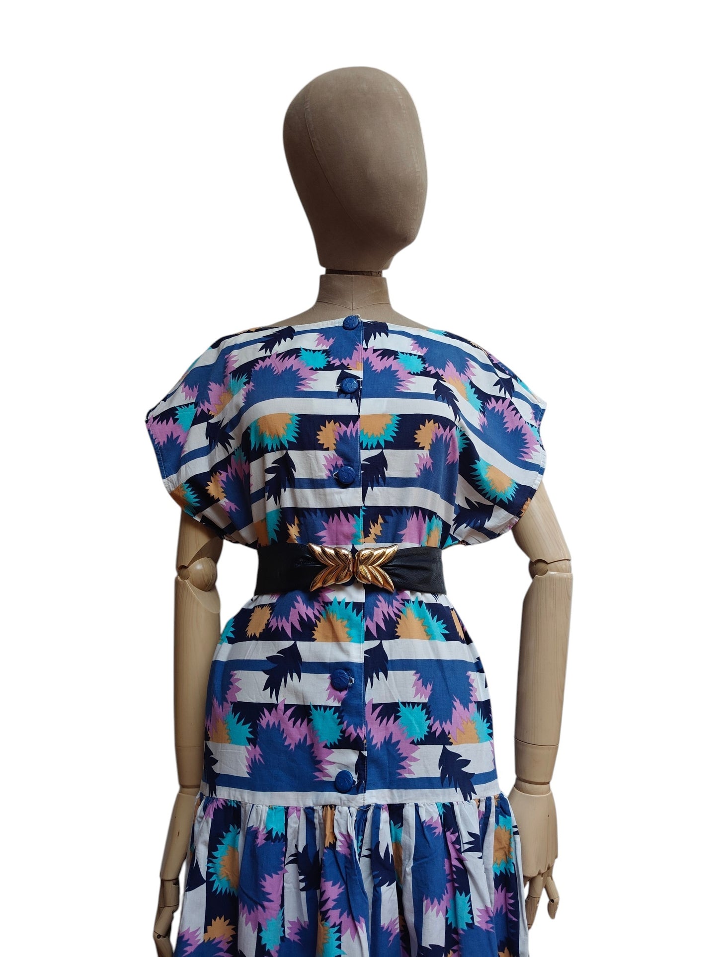 80's dropped waist abstract print dress
