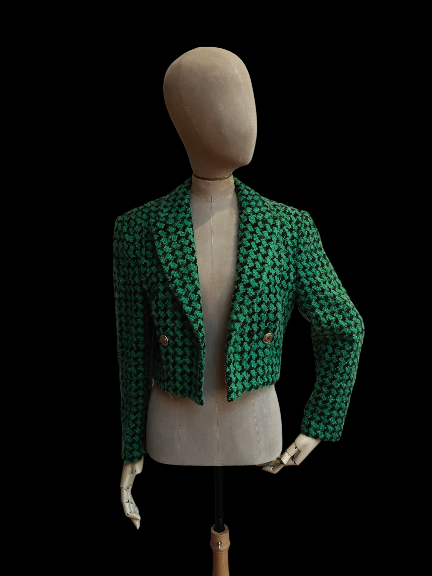 80's green and black cropped jacket