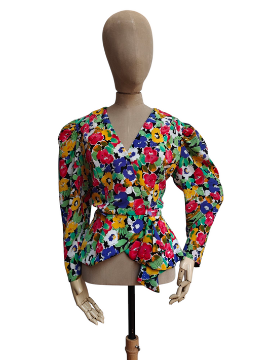 80s floral peplum top