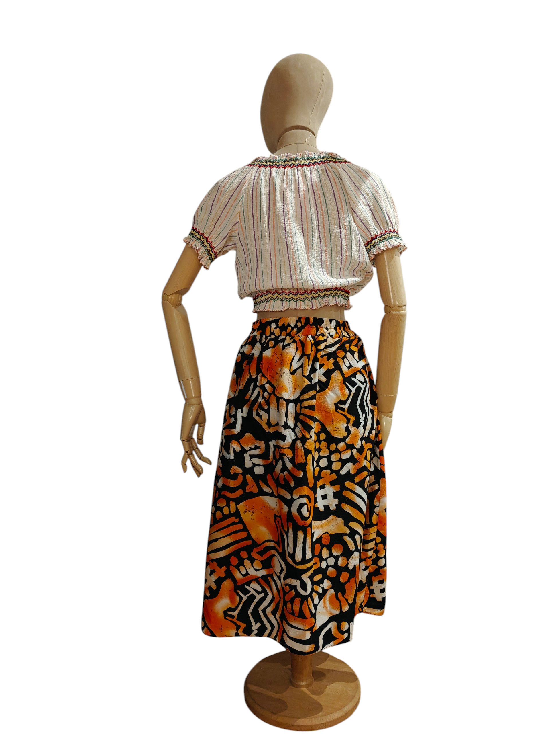 80s high waisted skirt with bold pattern