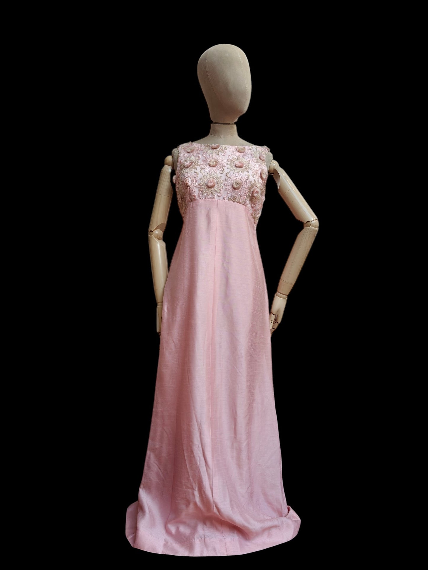 Baby pink silk vintage evening gown