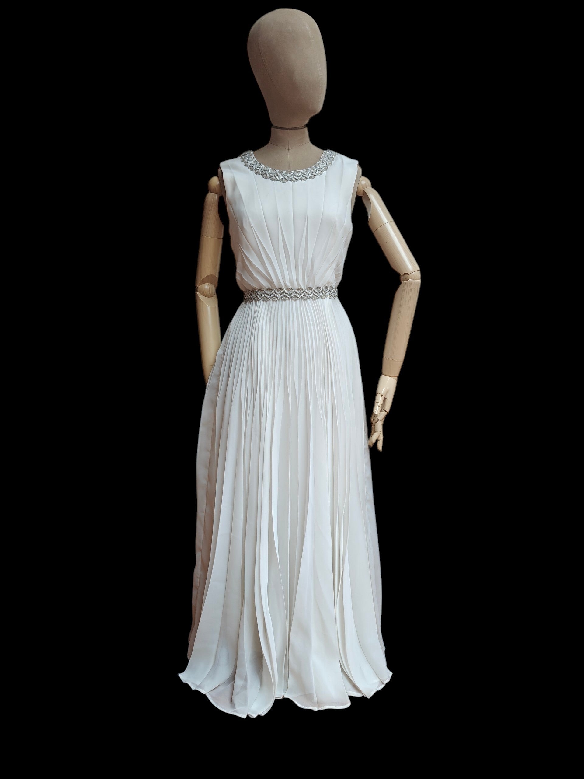 Beautiful 1960's white wedding dress with silver beading