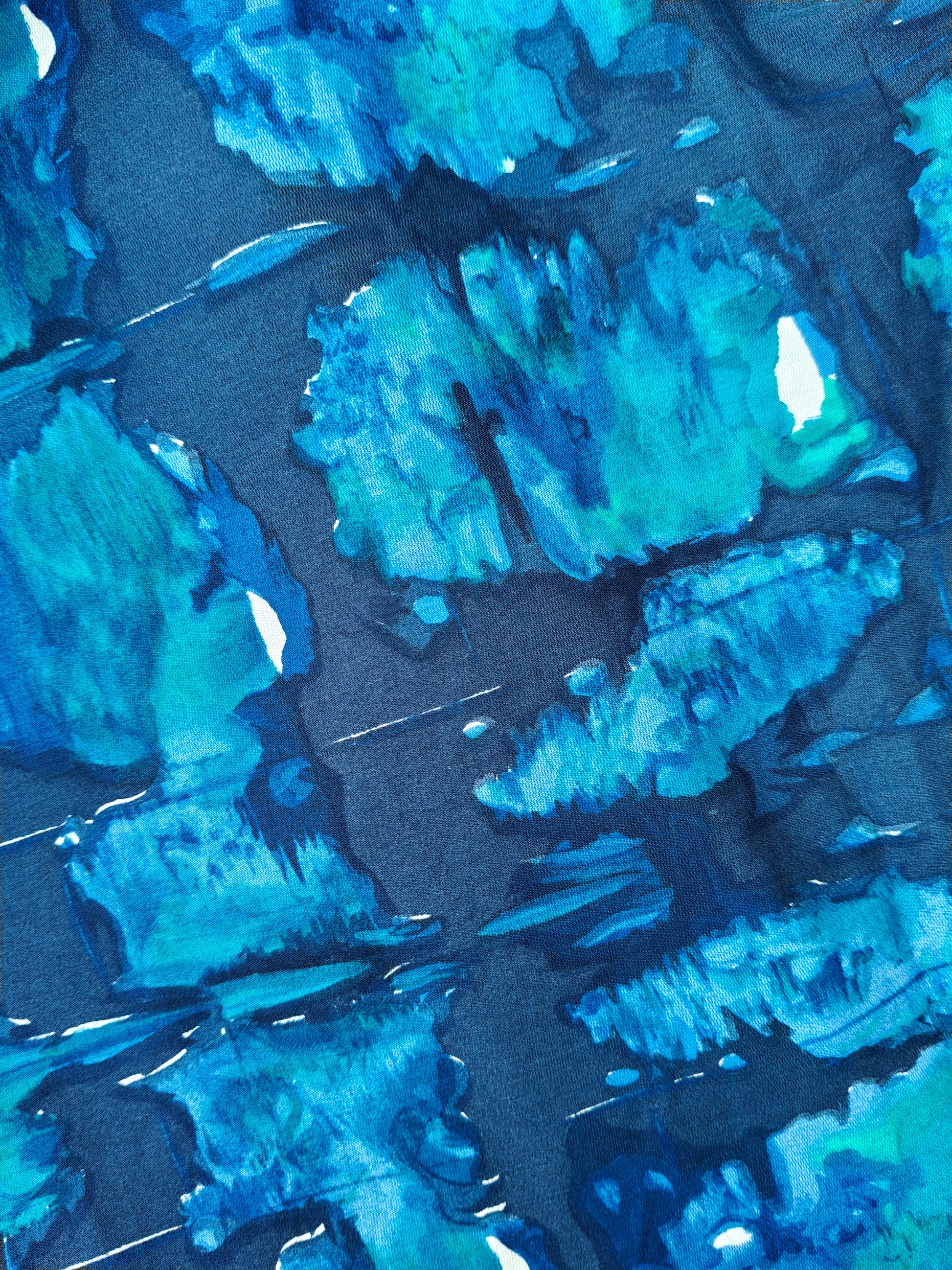 Beautiful 50's print in blue abstract design
