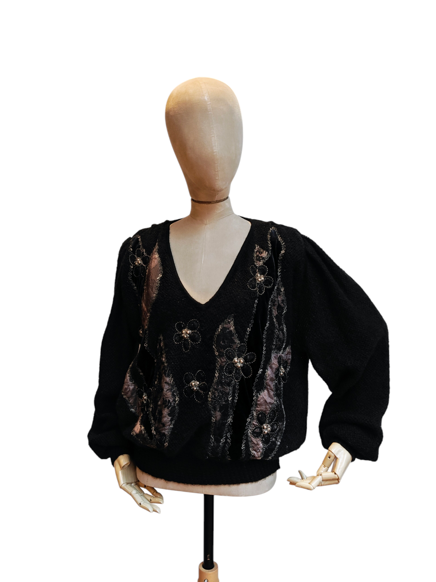 Beautiful black Dior jumper with lace embellishment