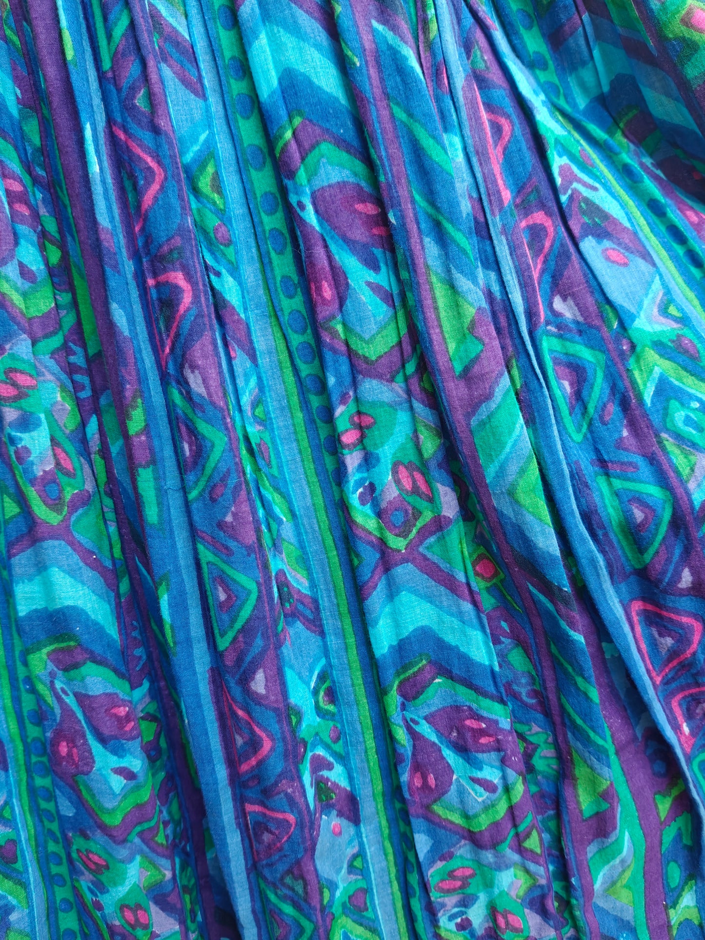 Close-up of colorful fabric with geometric pattern