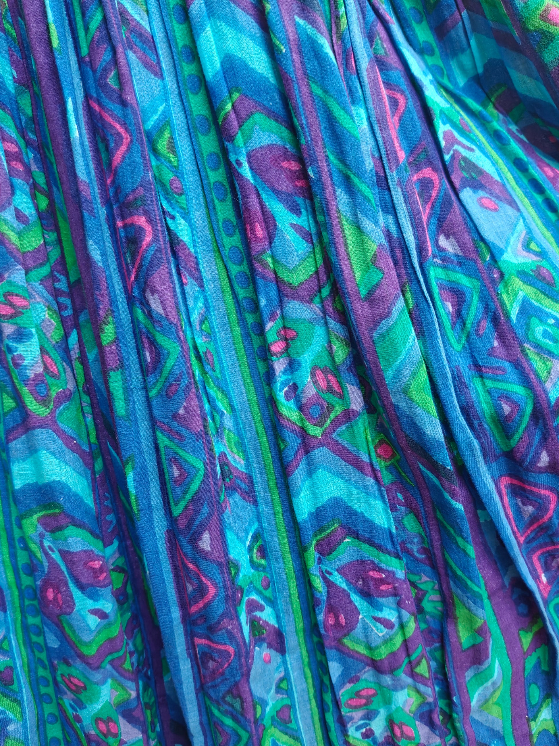 Close-up of colorful fabric with geometric pattern