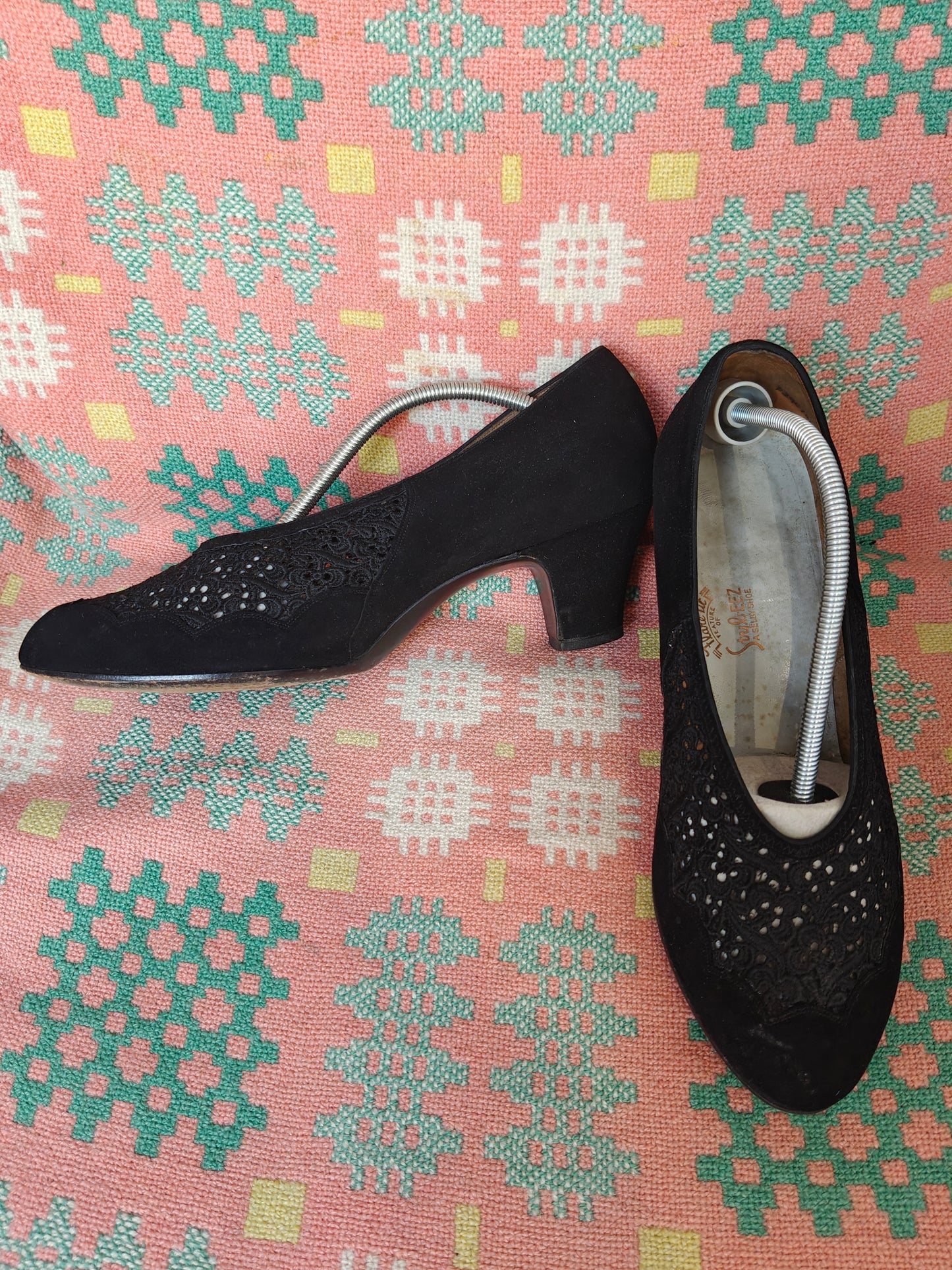 Black 1940's shoes with lace detail
