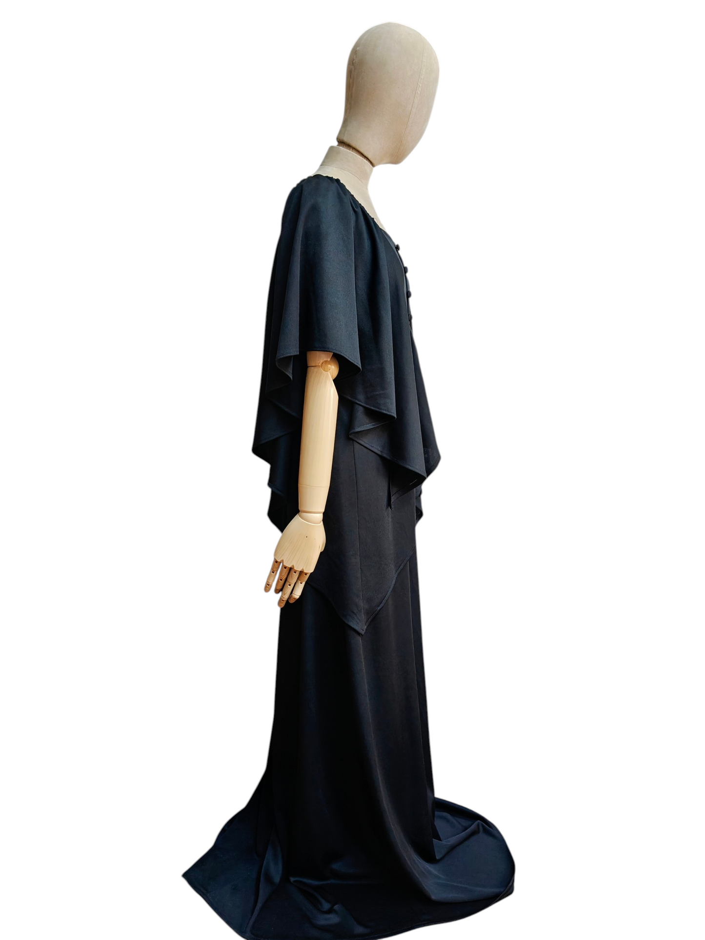Black 70's angel sleeve dress