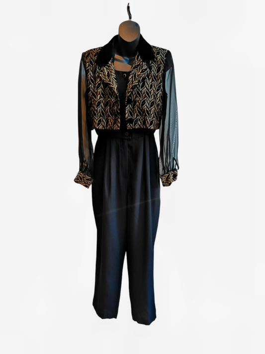 Black and gold 80's jumpsuit