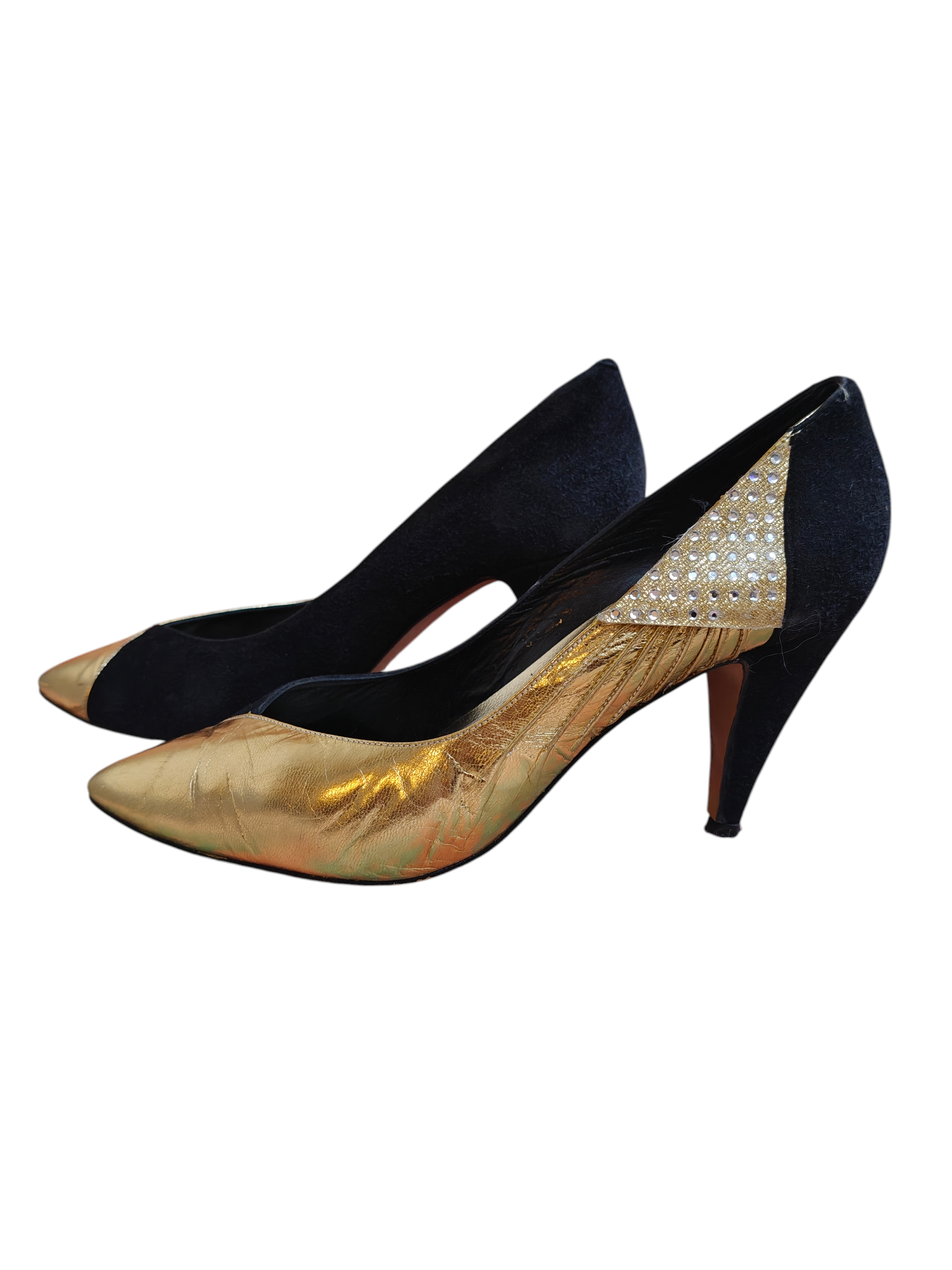 Black and gold diamante heeled shoes