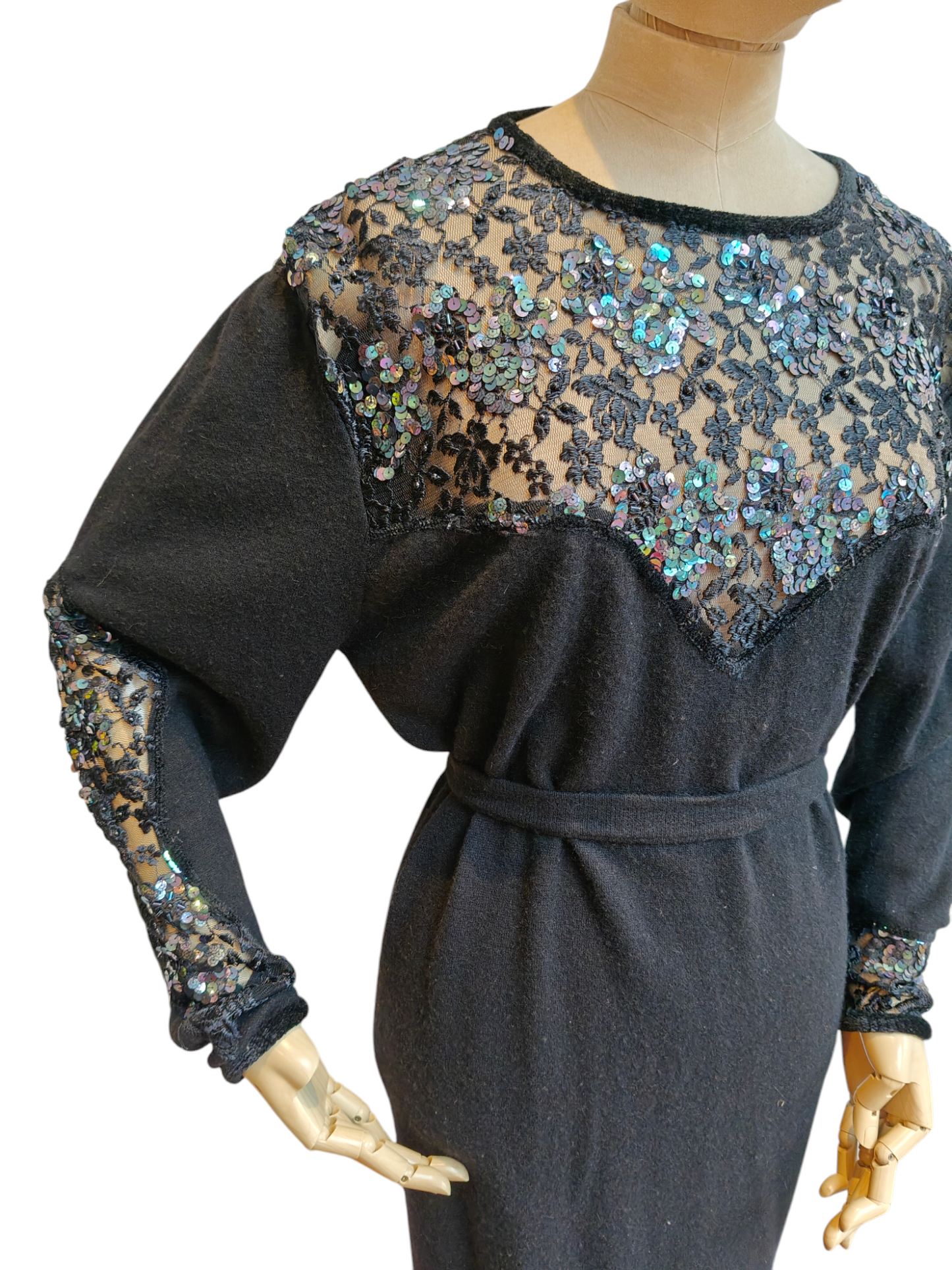 Black vintage Dior dress with sequins