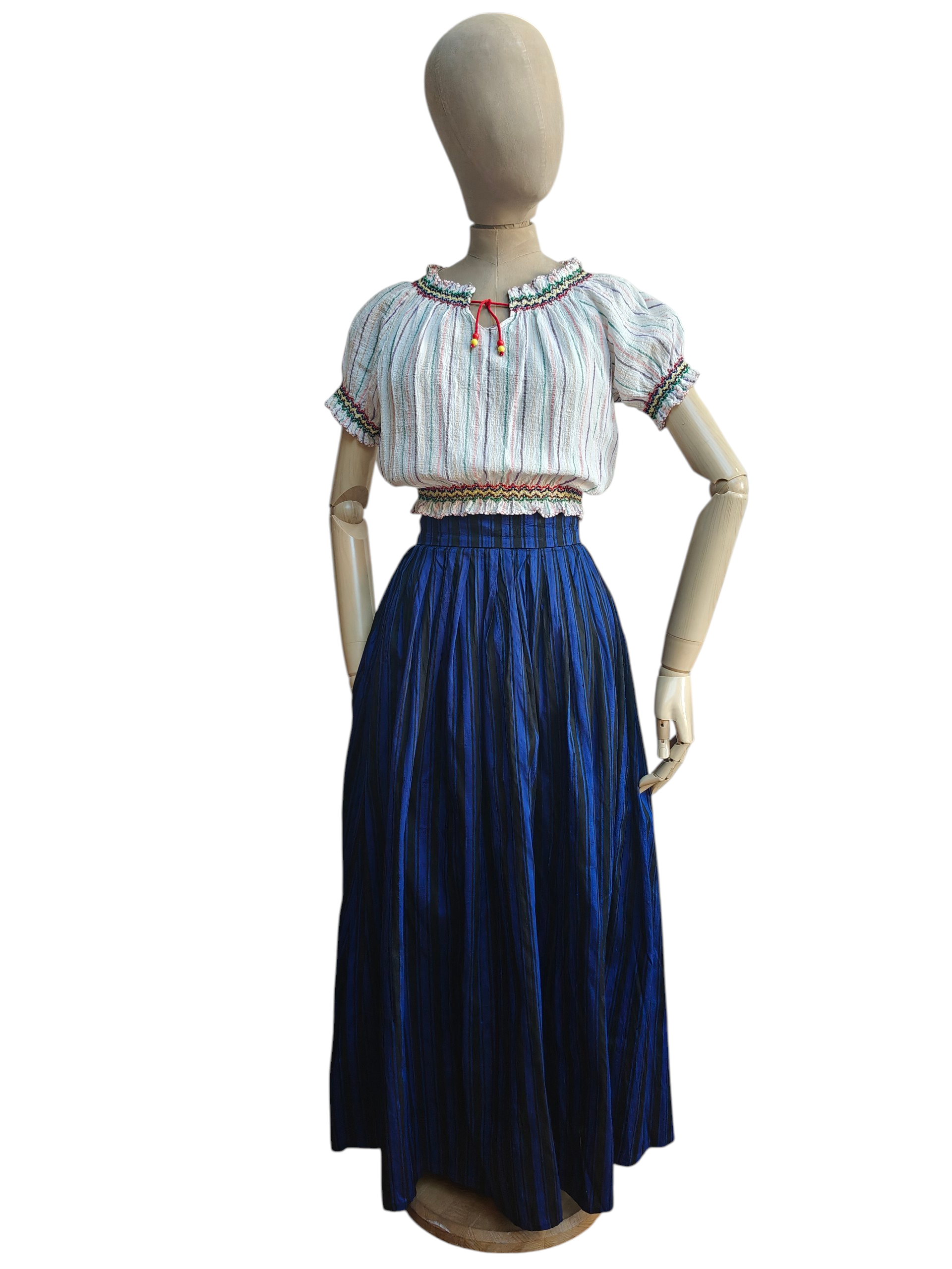 Boho vintage raw silk skirt