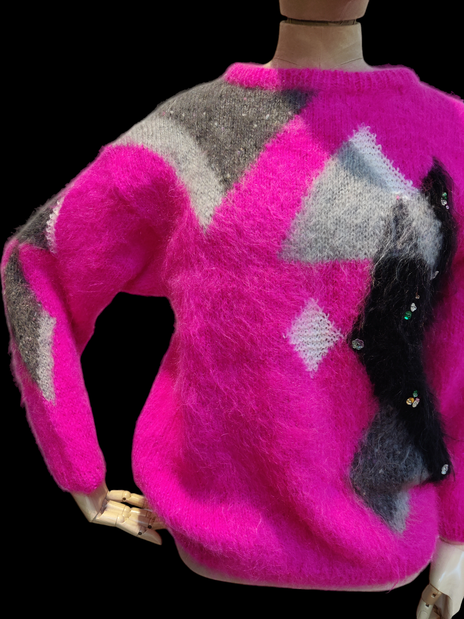 Bright pink mohair jumper