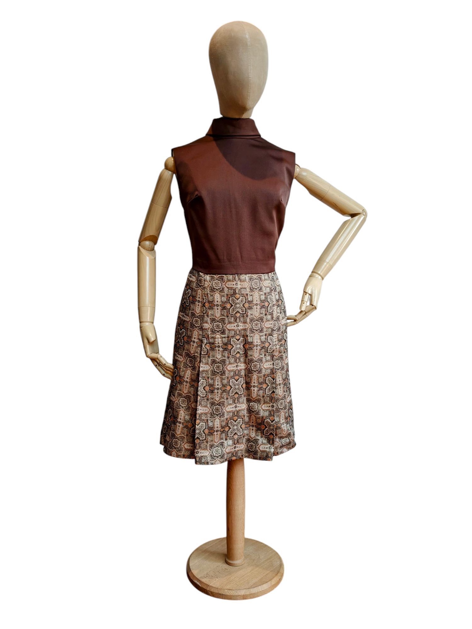 Brown and gold 60's modette dress