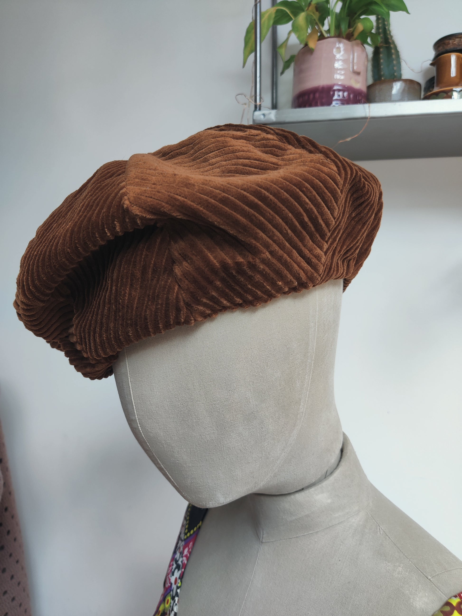 Brown corduroy beret