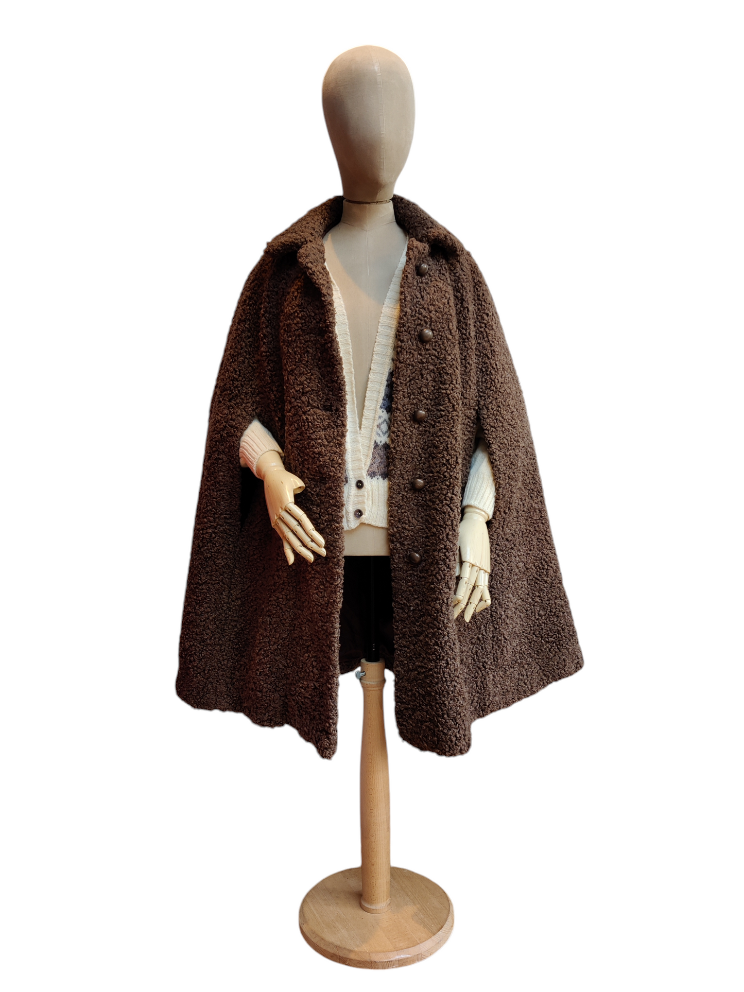 Brown teddy bear wool cape