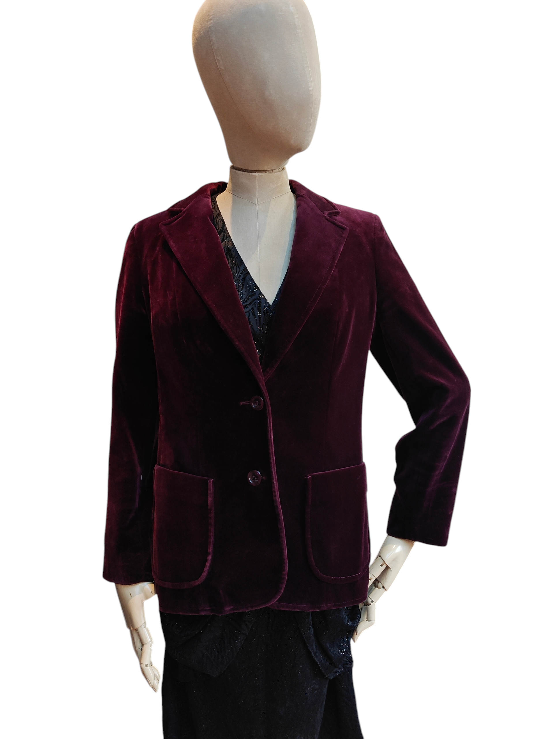 Burgundy velvet vintage blazer
