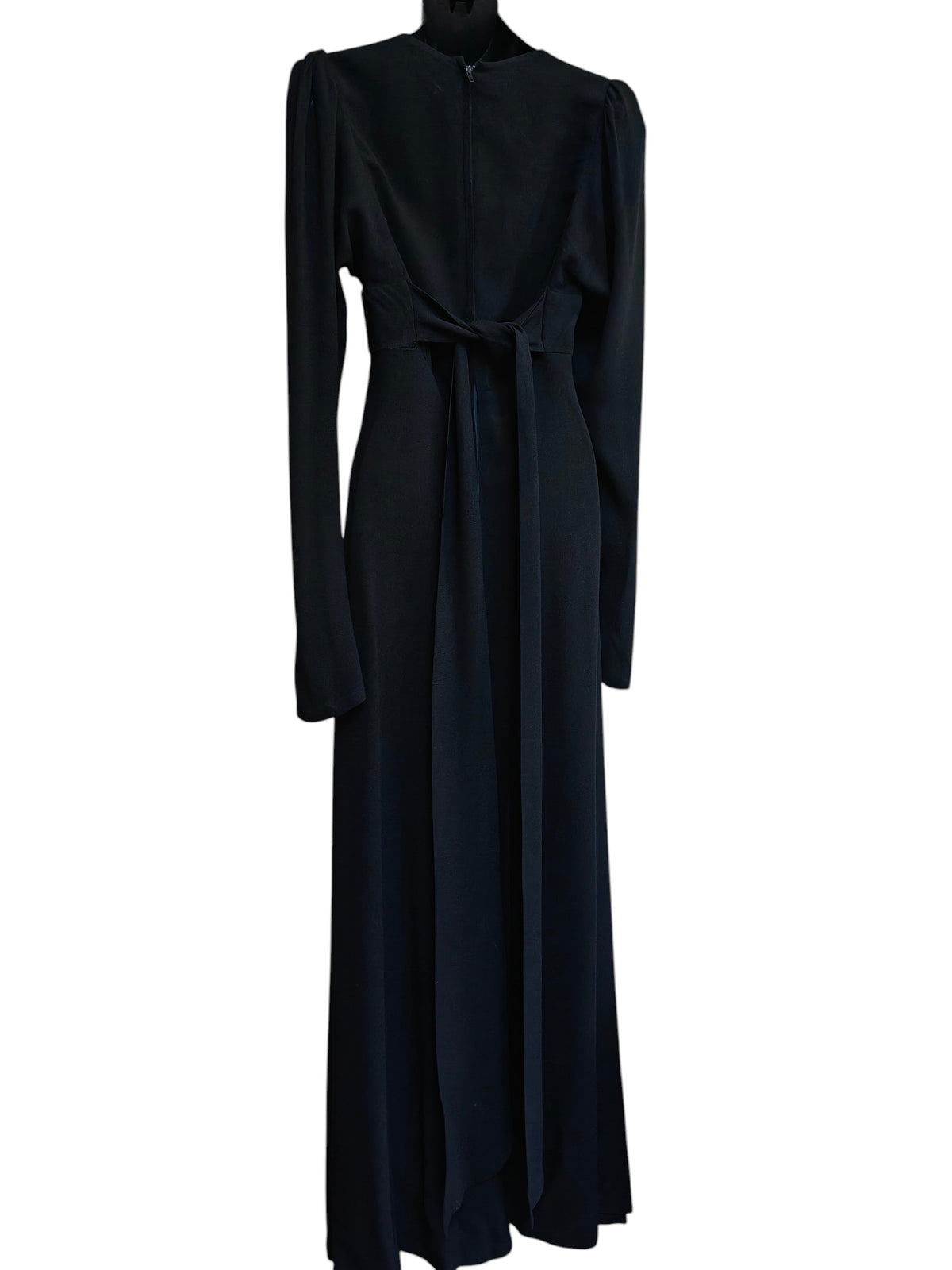 Collectible black moss crepe Biba maxi dress