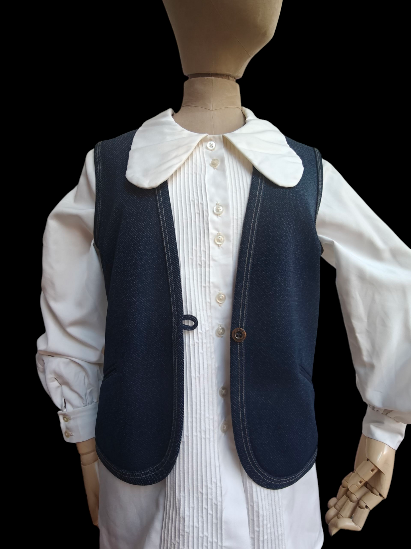 Denim style vintage waistcoat