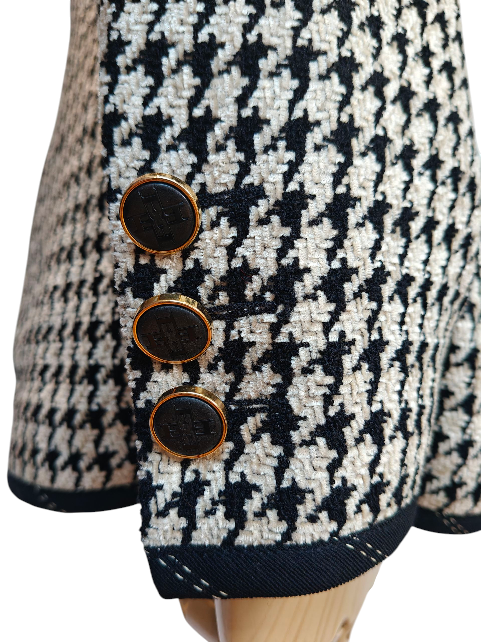 Escada buttons on black and white jacket