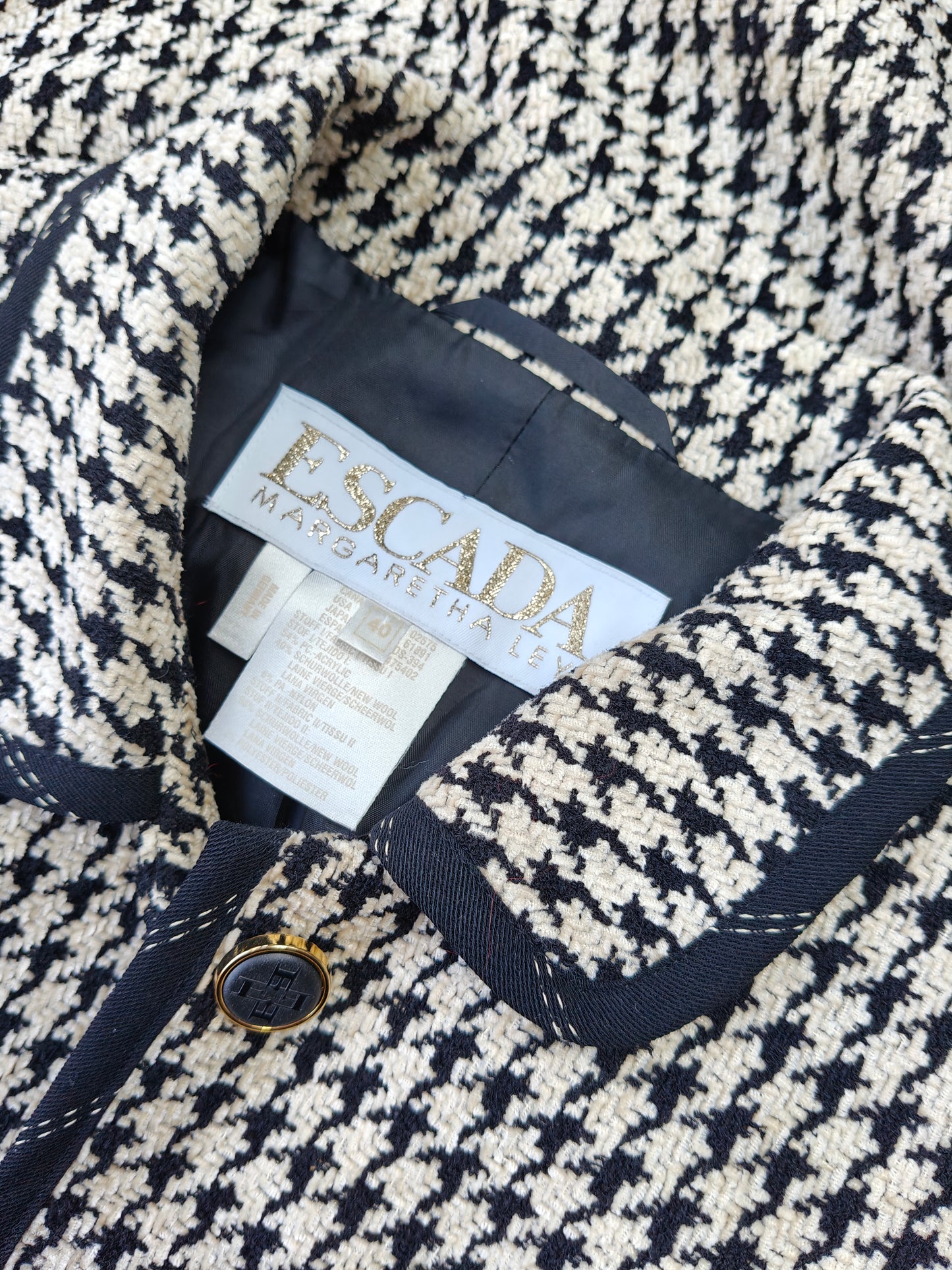 Houndstooth patterned fabric with Escada label