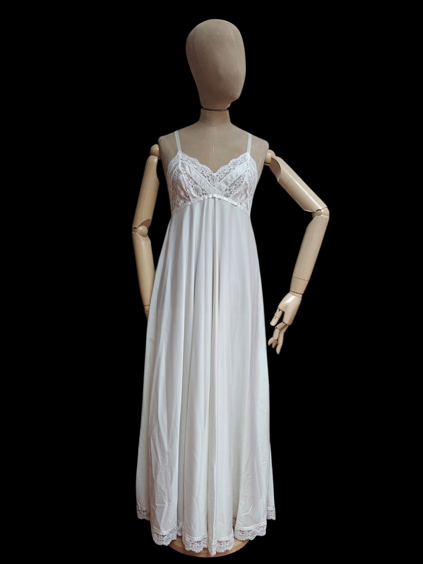 Full length white lace  vintage slip dress