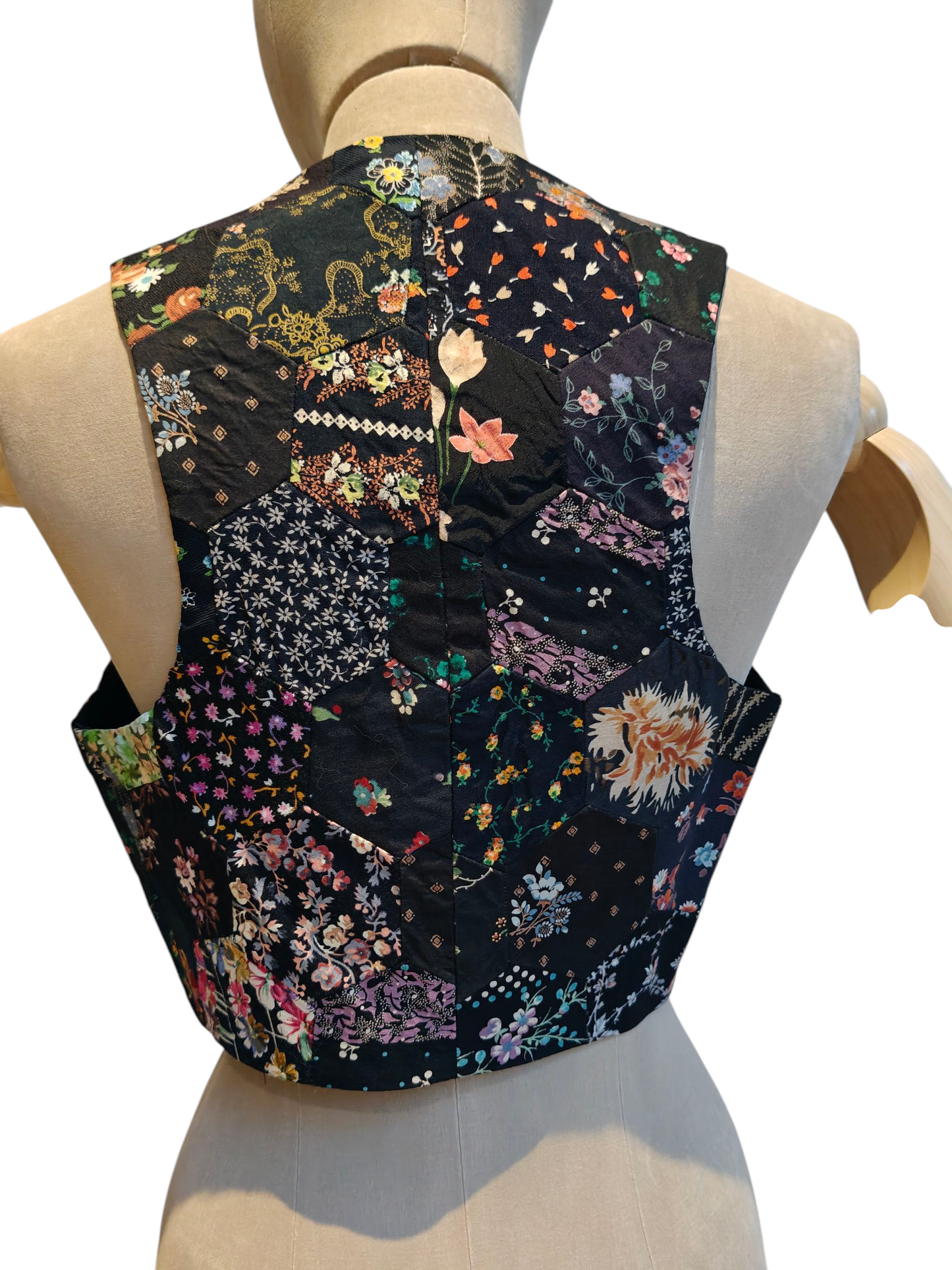 Handmade 1970s patchwork boho waistcoat