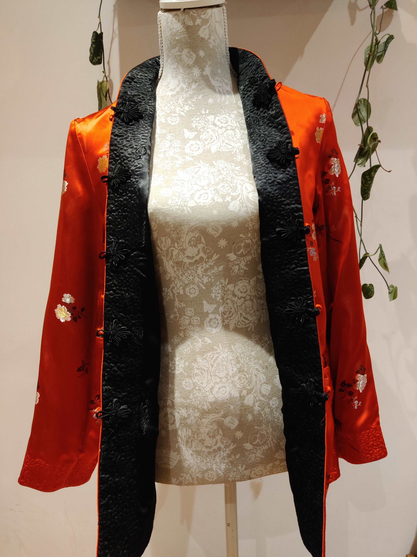 Red and black mandarin jacket