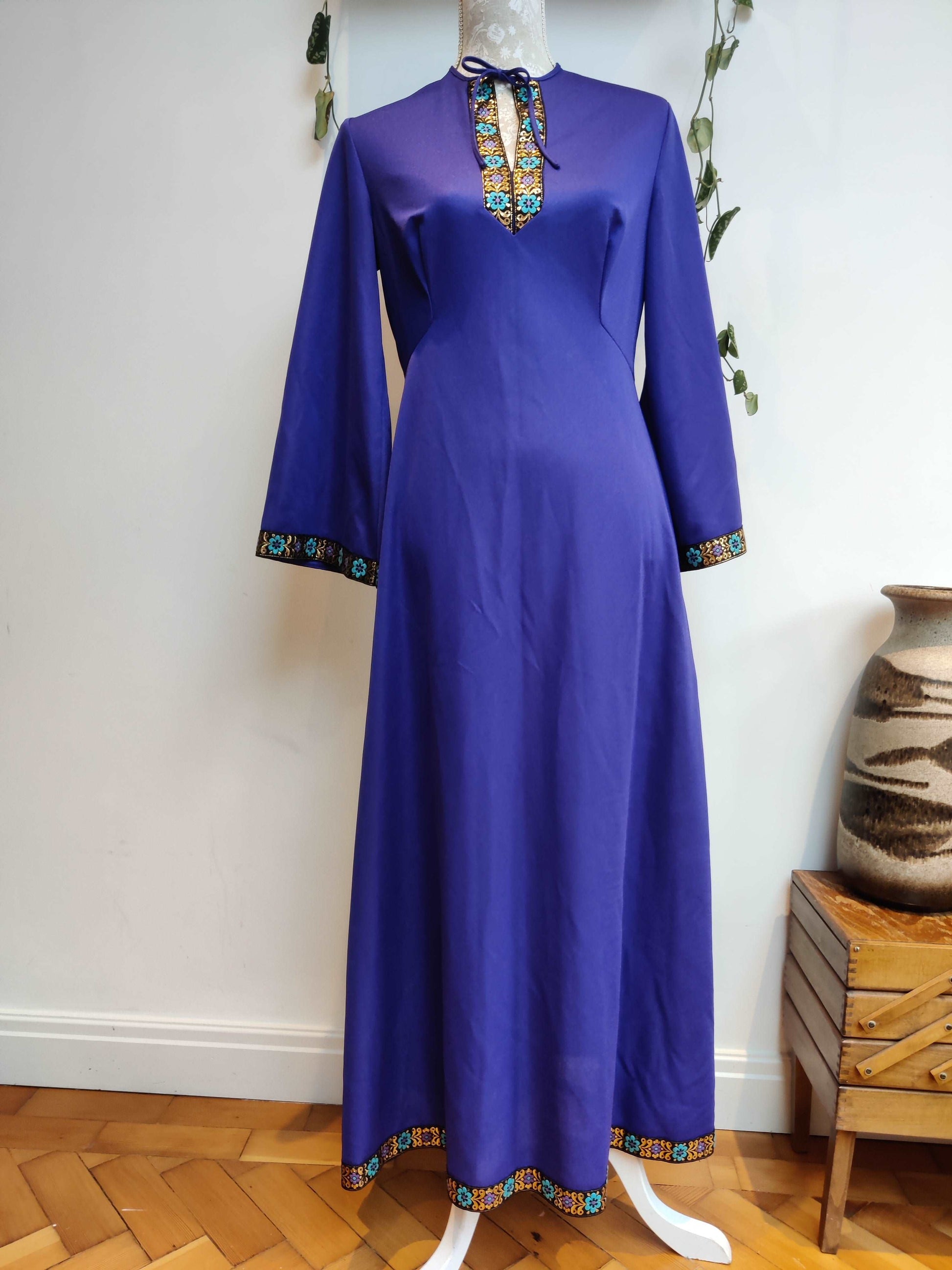 Purple 70s maxi dress